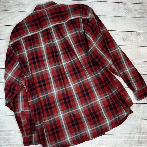 Eddie Bauer Men's Red Black 100% Cotton Oversized Flannel Shirt  / Shacket Large - Picture 7 of 7